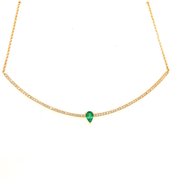 Diamond and Emerald Bar Necklace - Lexie Jordan Jewelry