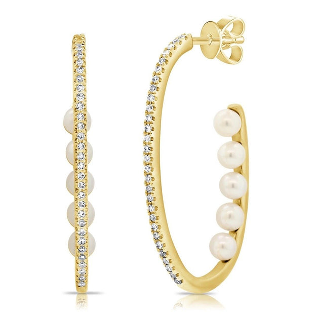 Diamond and Pearl Hoops - Lexie Jordan Jewelry