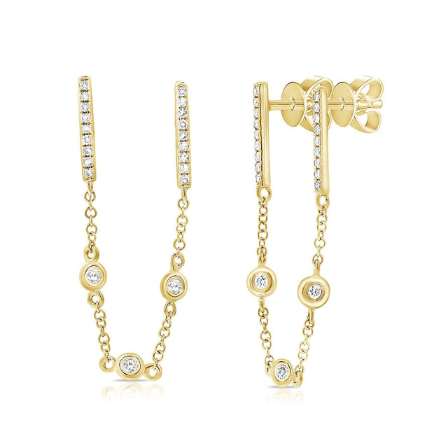Diamond bar chain earrings - Lexie Jordan Jewelry