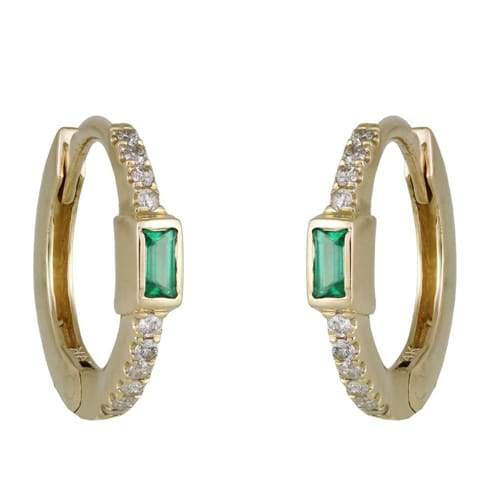 Diamond Emerald Huggies - Lexie Jordan Jewelry