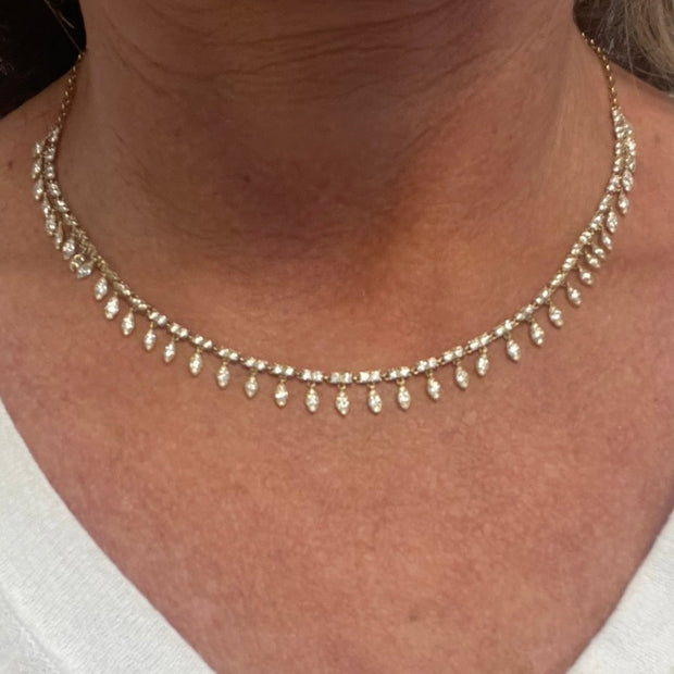 Diamond Fringe Necklace | 14k Gold | Natural Diamonds - Lexie Jordan Jewelry
