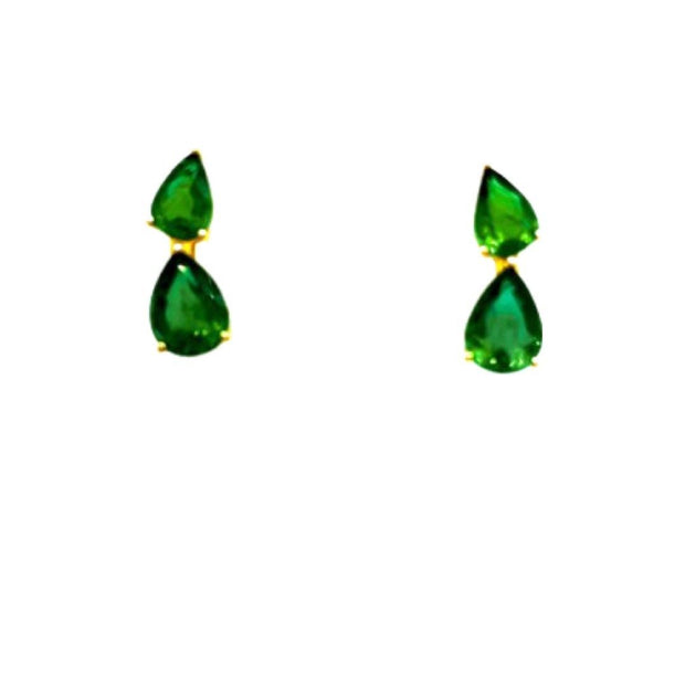 Double Pear Shaped Emerald Stud Earrings - Lexie Jordan Jewelry