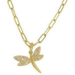 Dragonfly Charm Necklace | 14K Yellow Gold | Pave Diamonds - Lexie Jordan Jewelry