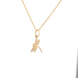 Dragonfly Charm Necklace | 14K Yellow Gold | Pave Diamonds - Lexie Jordan Jewelry