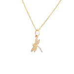 Dragonfly Charm Necklace | 14K Yellow Gold | Pave Diamonds - Lexie Jordan Jewelry