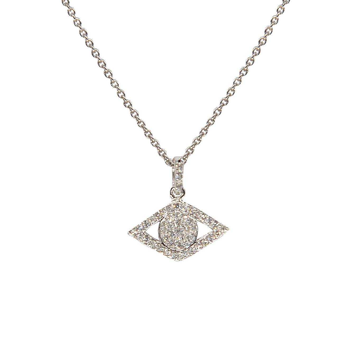 Elegant Evil Eye Charm Necklace | 14K Gold | Micro-Pave Diamonds - Lexie Jordan Jewelry