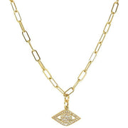 Elegant Evil Eye Charm Necklace | 14K Gold | Micro-Pave Diamonds - Lexie Jordan Jewelry