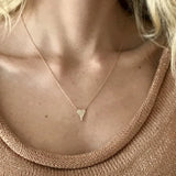 Elongated Heart Necklace | Pave Diamonds | 14K Gold - Lexie Jordan Jewelry