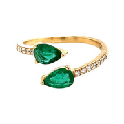 Emerald and Diamond bypass ring - Lexie Jordan Jewelry