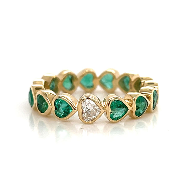 Emerald and Diamond Heart Ring - Lexie Jordan Jewelry