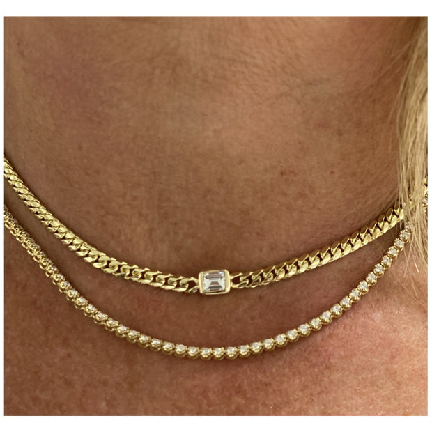 Emerald Diamond Cut Cuban Chain Choker - Lexie Jordan Jewelry