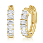 Emerald Shape Diamond Huggies - Lexie Jordan Jewelry