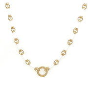 Enamel White 14k Gold Bar Link Necklace - Lexie Jordan Jewelry