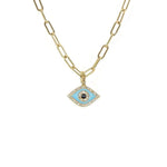 Evil Eye Charm Necklace | 14K Gold | Pave Diamonds | Enamel - Lexie Jordan Jewelry