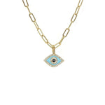 Evil Eye Charm Necklace | 14K Gold | Pave Diamonds | Enamel - Lexie Jordan Jewelry