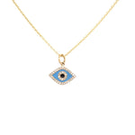 Evil Eye Charm Necklace | 14K Gold | Pave Diamonds | Enamel - Lexie Jordan Jewelry