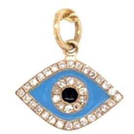 Evil Eye Charm Necklace | 14K Gold | Pave Diamonds | Enamel - Lexie Jordan Jewelry