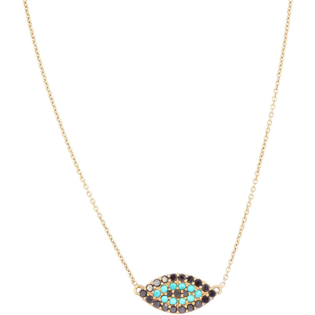 Evil Eye Necklace | 14K Gold with Black Diamonds and Turquoise - Lexie Jordan Jewelry