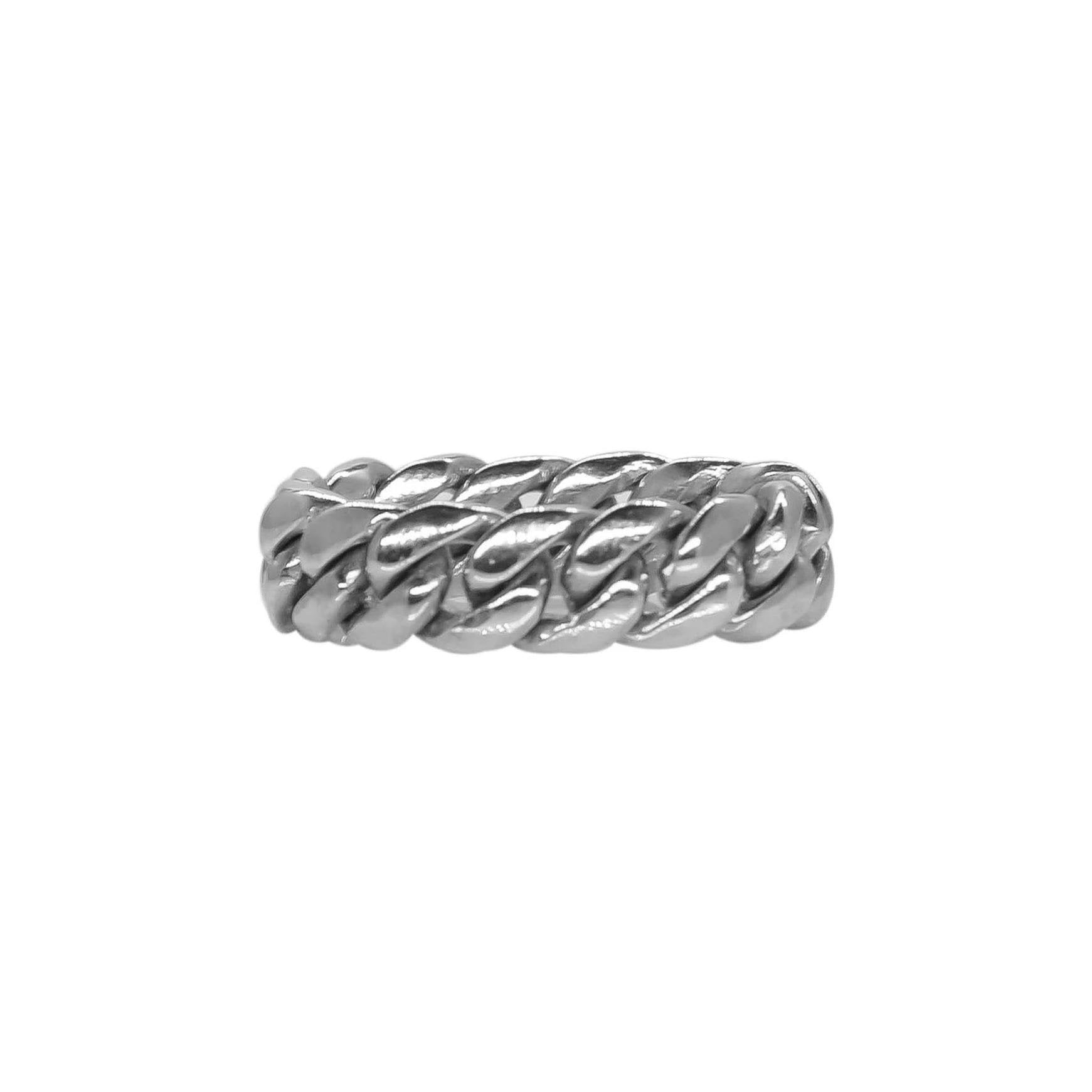 Self-Love Adjustable Chain Ring- 14K White Gold Over Sterling Silver