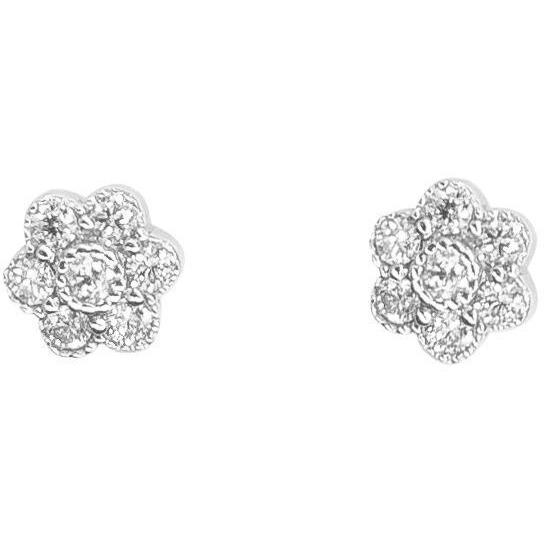 Flower-Shaped Stud Earrings | Diamonds | White Gold - Lexie Jordan Jewelry