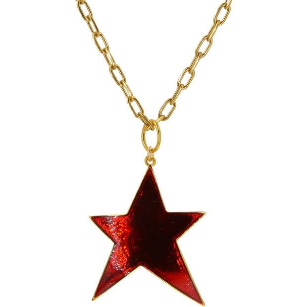 French Star Charm Necklace | 14K Gold | Glowing Enamel Color - Lexie Jordan Jewelry