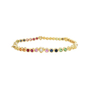 Gemstone Bezel and Diamond Heart Tennis Bracelet - Lexie Jordan Jewelry