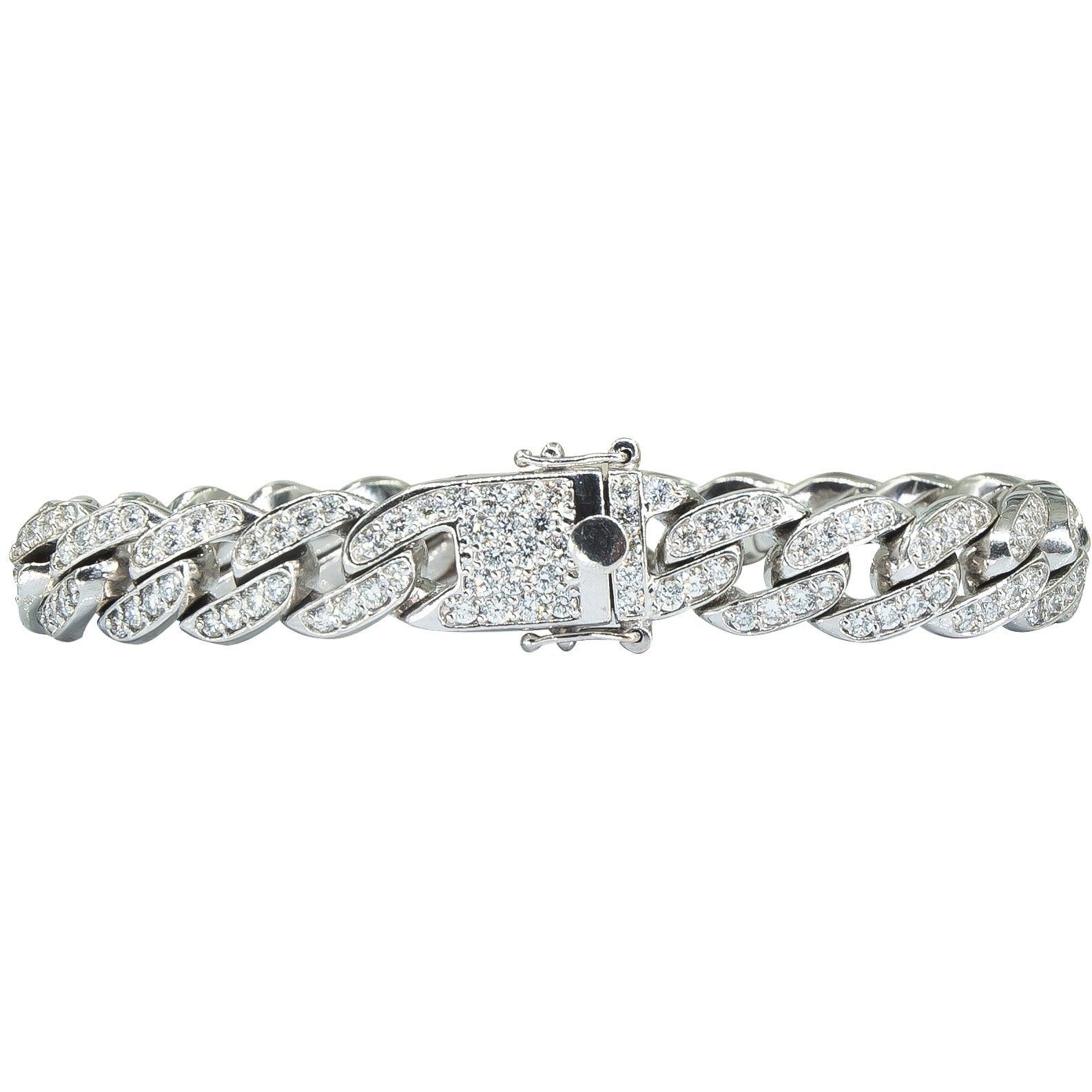 Glittering Cuban Link Chain Bracelet | 14K Gold | Faceted Diamonds - Lexie Jordan Jewelry