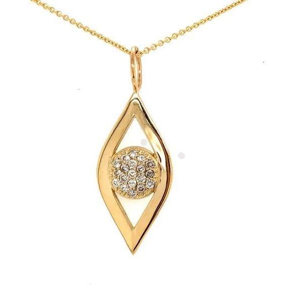 Gold Eye Necklace | Pave Diamond Center - Lexie Jordan Jewelry