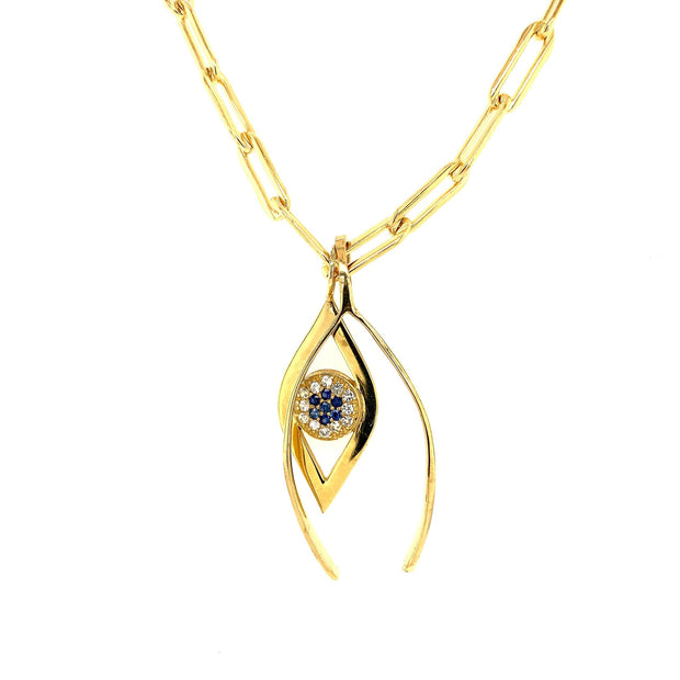 Gold Eye Necklace | Pave Diamond Center - Lexie Jordan Jewelry