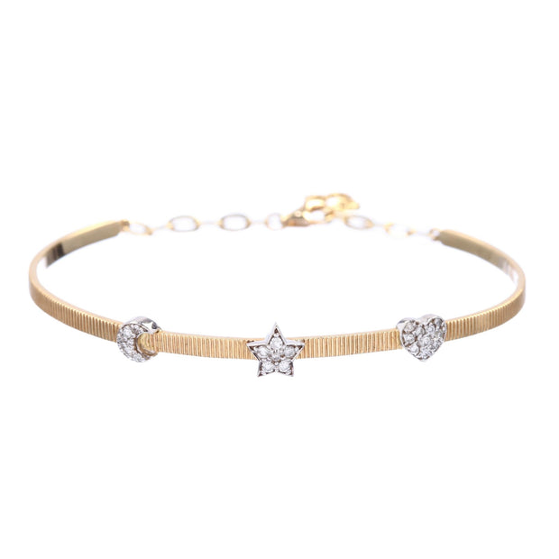 Gold Star, Heart, and Moon Diamond Bracelet - Lexie Jordan Jewelry