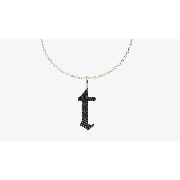 14K REAL Diamond Gothic Initial Charm Pendant Real Solid Gold Natural  Genuine Diamond Old English Initial Charm Pendant for Chain Necklace