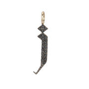 Gothic Black Diamond Small Initial Charm Necklace | 14K Gold | Black Diamonds - Lexie Jordan Jewelry