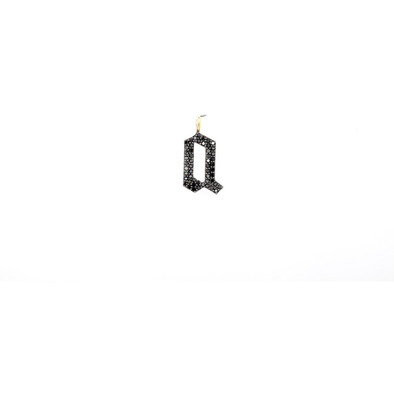 Gothic Black Diamond Small Initial Charm Necklace | 14K Gold | Black Diamonds - Lexie Jordan Jewelry