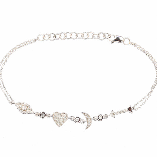 I Love You to the Moon and Back Bracelet in Sterling Silver and CZ - Lexie Jordan Jewelry