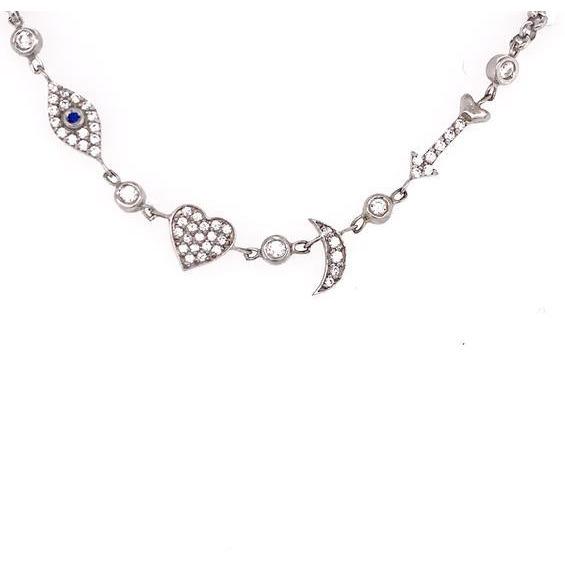 I love you to the Moon and Back Necklace in Sterling Silver with Cubic Zirconia Charms - Lexie Jordan Jewelry