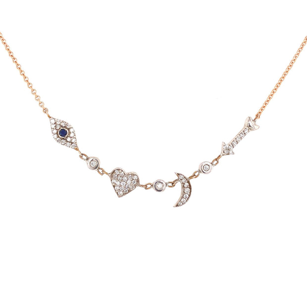 I Love You to the Moon and Back Necklace |Pave Diamonds | 14K Gold - Lexie Jordan Jewelry