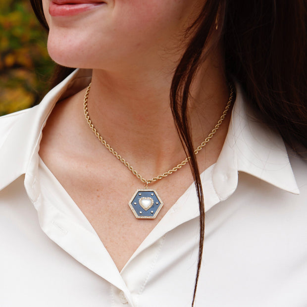 Lapis and Mother of Pearl Heart Pendant - Lexie Jordan Jewelry