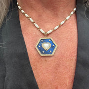 Lapis and Mother of Pearl Heart Pendant - Lexie Jordan Jewelry