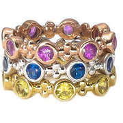 Lotus Color Splashed Precious Gemstone Stacking Ring | 18K Gold | Bezel Set - Lexie Jordan Jewelry