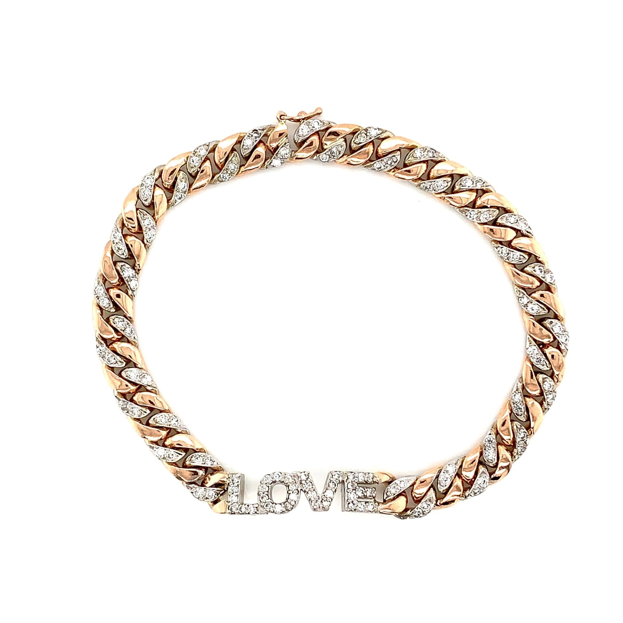 Love Bracelet 14k All Diamond Gold Cuban Link Bracelet - Lexie Jordan Jewelry