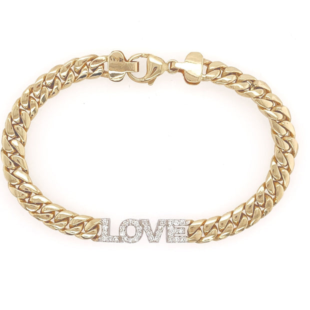 Love ID Bracelet | Diamonds | 14K Gold Cuban Link Chain - Lexie Jordan Jewelry