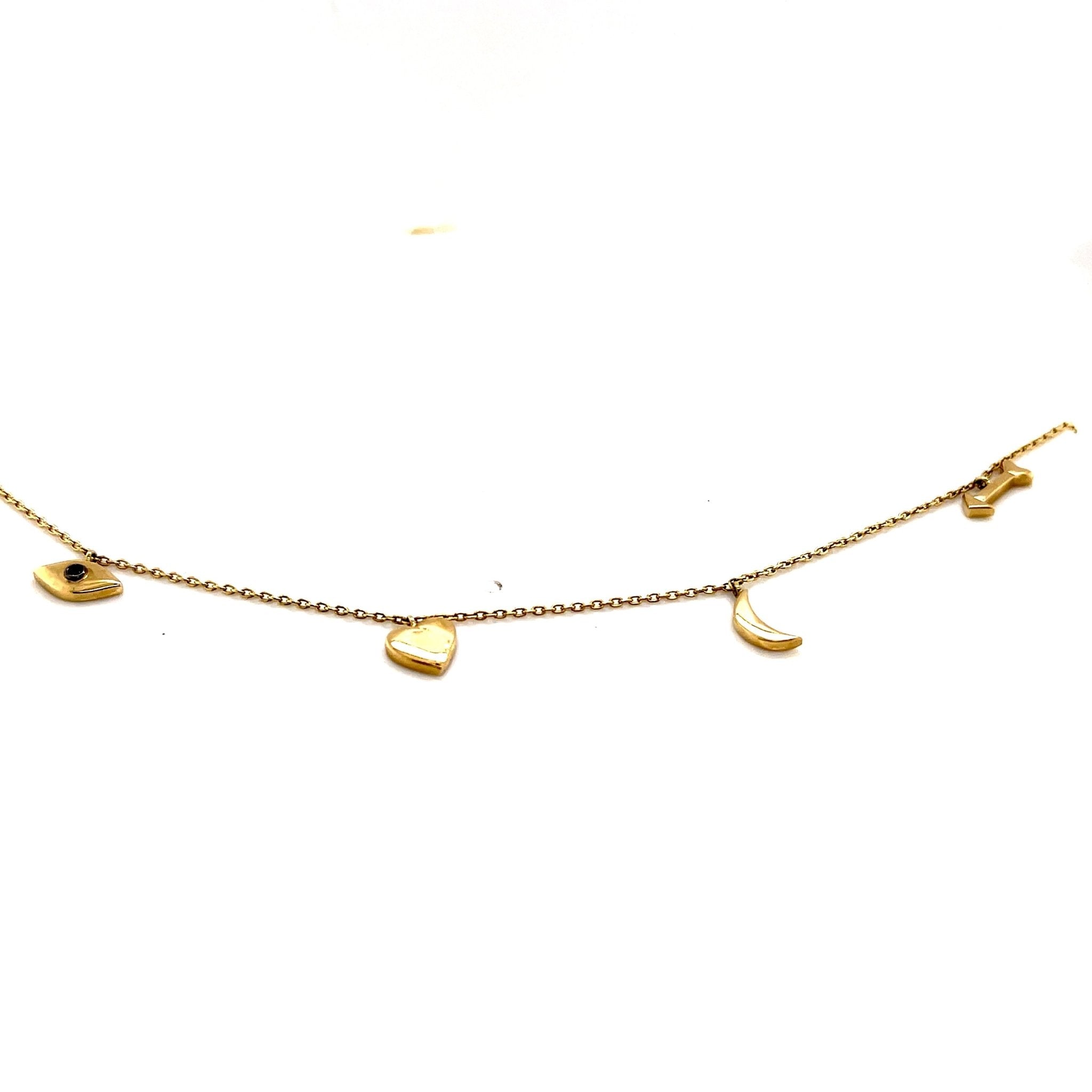 Love Necklace | I love you to the Moon and Back Dangling charms 14K - Lexie Jordan Jewelry