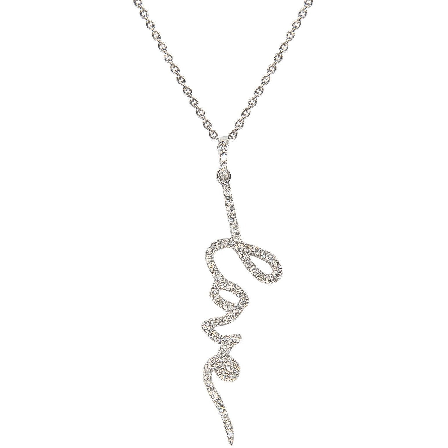 Love Necklace in Script | 14K Gold | Micro-Pave Diamonds - Lexie Jordan Jewelry
