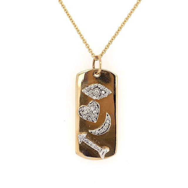 Love You to Moon and Back 14K Gold Diamonds Dog Tag - Lexie Jordan Jewelry