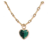Malachite Cabochon Diamond Heart - Lexie Jordan Jewelry