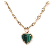 Malachite Cabochon Diamond Heart - Lexie Jordan Jewelry