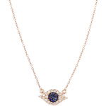 Modern Diamond and Sapphire Pave Diamond Evil Eye Necklace | 14K Gold - Lexie Jordan Jewelry
