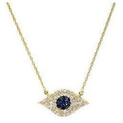 Modern Diamond and Sapphire Pave Diamond Evil Eye Necklace | 14K Gold - Lexie Jordan Jewelry