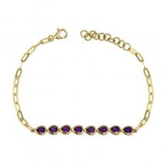 Paperclip bracelet with pear shaped amethyst bezels - Lexie Jordan Jewelry