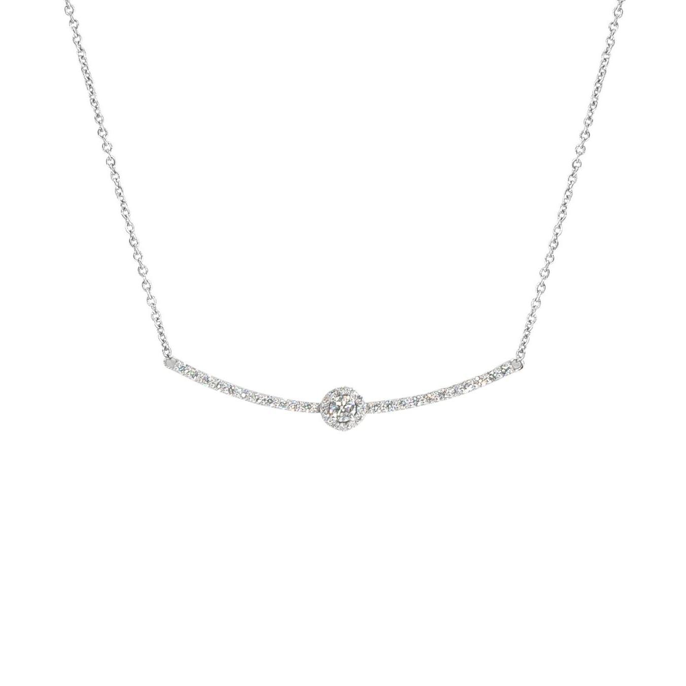 Pave Diamond Bar Necklace | 18K White Gold - Lexie Jordan Jewelry